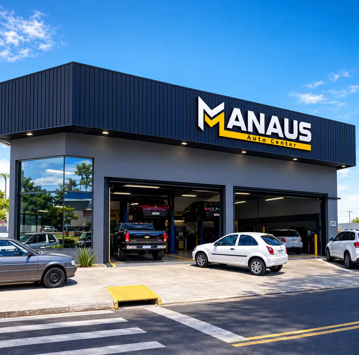 Fachada da Manaus Auto Center, oficina mecânica em Umuarama - PR